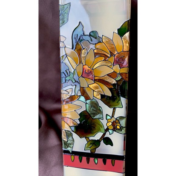 JOAN BAKER Accents Joan Baker Hand Painted Stained Glass Vase